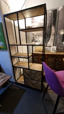 Outlet Etnico Libreria in legno scontata -58%: scopri Libreria rennes natural con 2 cassetti- Librerie