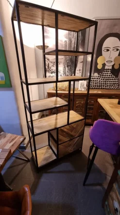 Outlet Etnico Libreria in legno scontata -58%: scopri Libreria rennes natural con 2 cassetti- Librerie