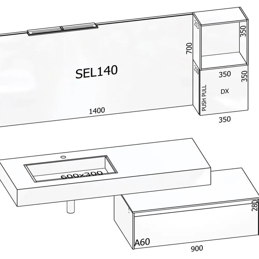 Clearance M2 system : mobile da bagno A PREZZI OUTLET Mobili Bagno Sospeso