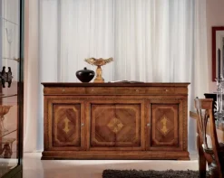 Madia Credenza a 4 ante in noce intarsiato in promo-sconto 30% SCONTO IMPERDIBILE^Artigiani Veneti New