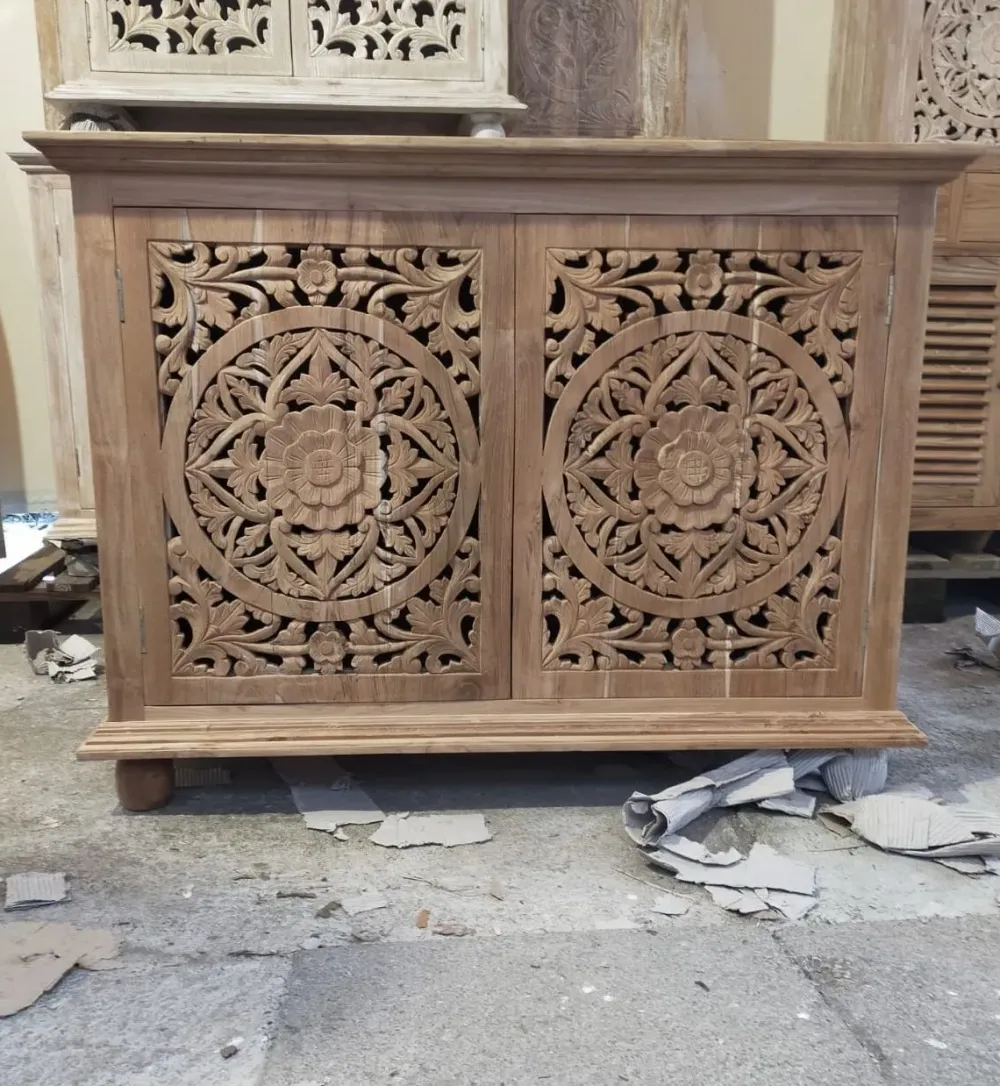 Outlet Etnico Madia Credenza oriente teak 120 di in stile design scontata -30%- Madie
