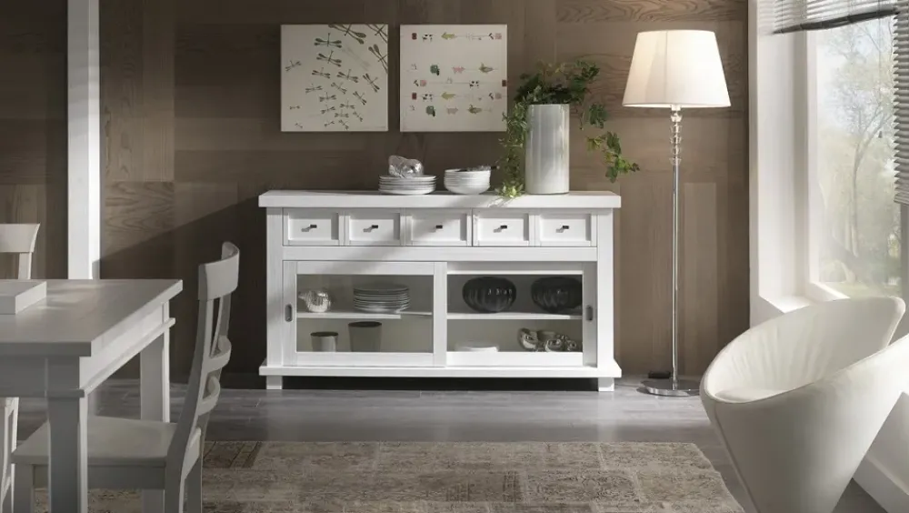 Artigianale Madia di in legno Madia con ante scorrevoli in vetro scontata del 40% a prezzo scontato- Madie