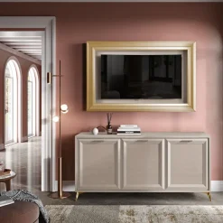 Madia di in laminato materico Jazz canapa a prezzo Outlet Madie