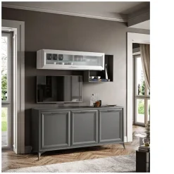 Madia di in laminato materico Jazz canapa a prezzo Outlet Madie