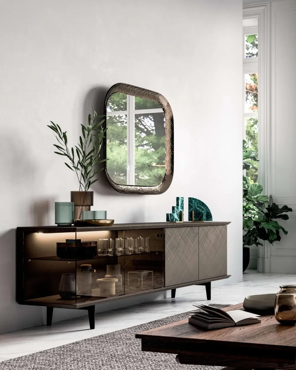 Ozzio Madia di in vetro Brera vetro a prezzo riservato- Madie