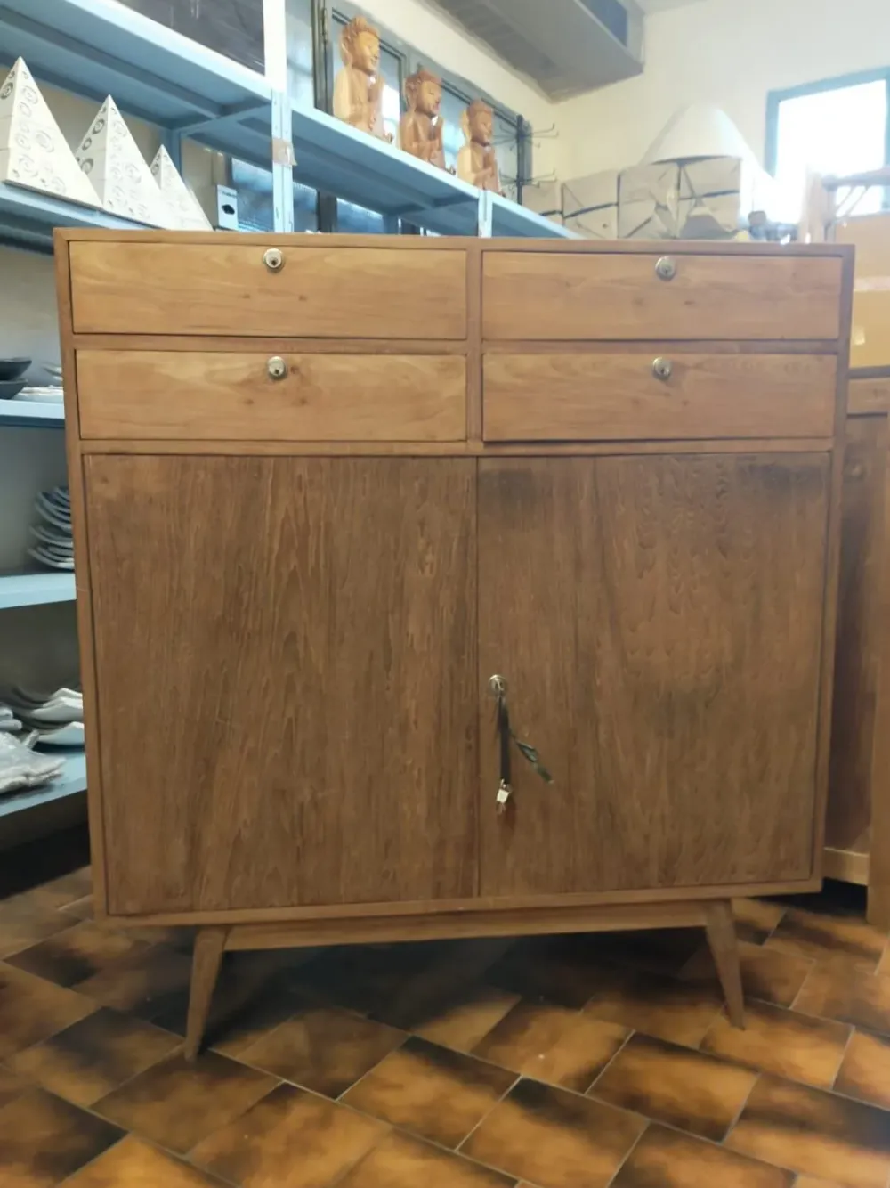 Madia in stile design Credenza alta vintage teak di in Offerta Outlet^Outlet Etnico Clearance