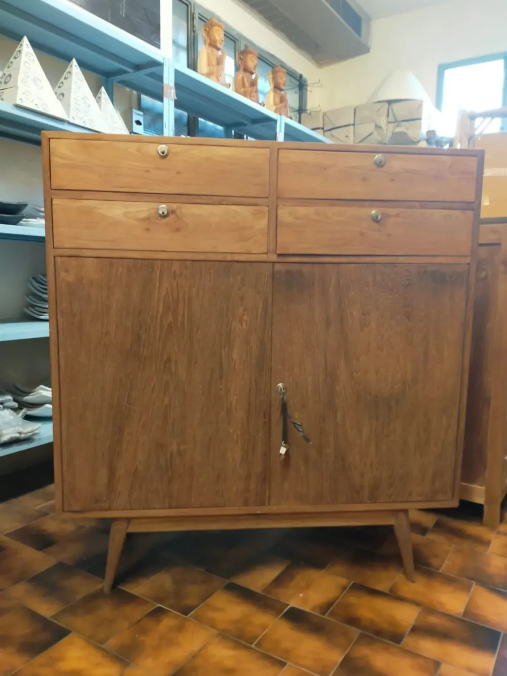 Madia in stile design Credenza alta vintage teak di in Offerta Outlet^Outlet Etnico Clearance