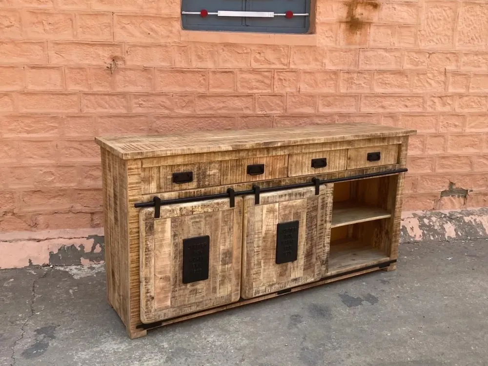 Madia in stile moderno Credenza industrial jupiter ante scorrevoli e cassetti in offerta di a prezzo scontato^Outlet Etnico Clearance