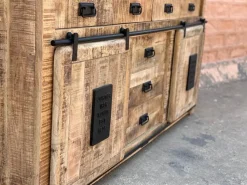 Madia in stile moderno Credenza industrial jupiter ante scorrevoli e cassetti in offerta di a prezzo scontato^Outlet Etnico Clearance