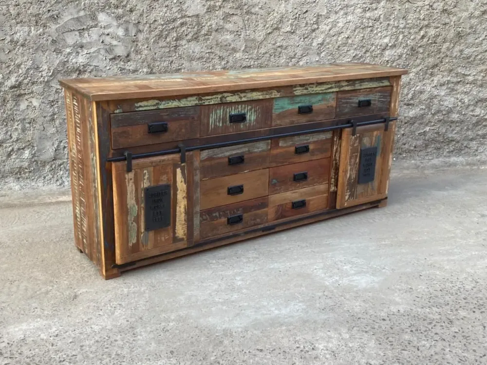 Madia in stile moderno Madia 10cassetti e due ante scorrevoli jupiter vintage di a prezzo scontato^Outlet Etnico