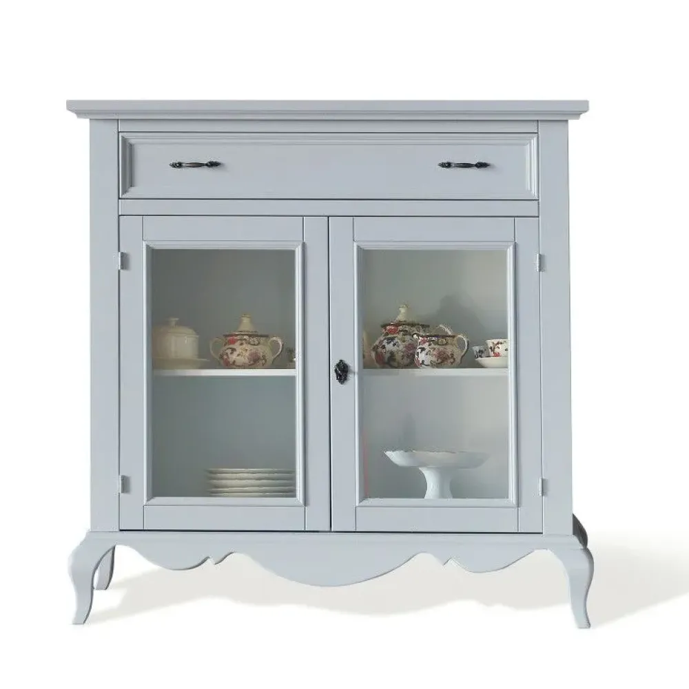 Sale Madia Madia a 2 ante-vetro shabby laccata colore latte in promo-sconto del 50% in stile classico di in Offerta Outlet Madie