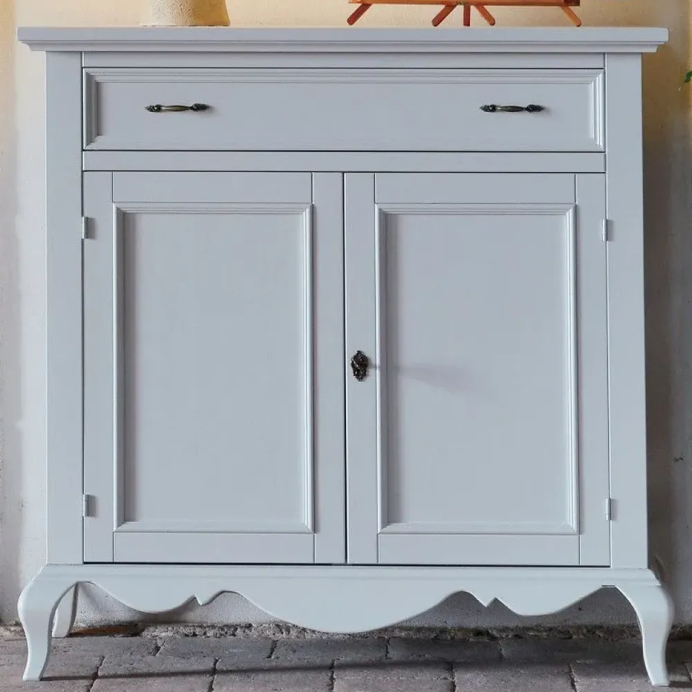 Sale Madia Madia a 2 ante-vetro shabby laccata colore latte in promo-sconto del 50% in stile classico di in Offerta Outlet Madie