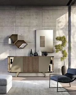 Mobilgam Madia modello Horizon glass 1034 di in Offerta Outlet- Madie