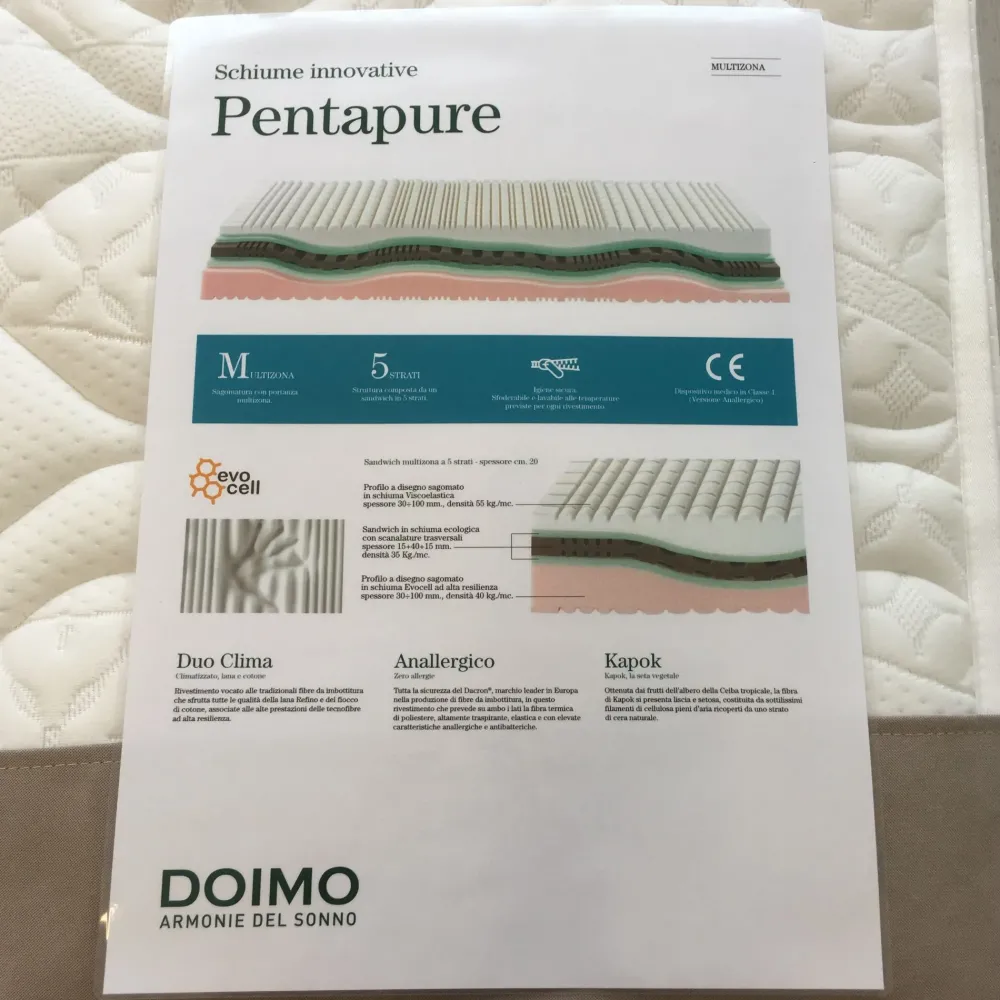 Materasso Materasso doimo pentapure matrimoniale con forte sconto^Doimo Armonie del sonno New