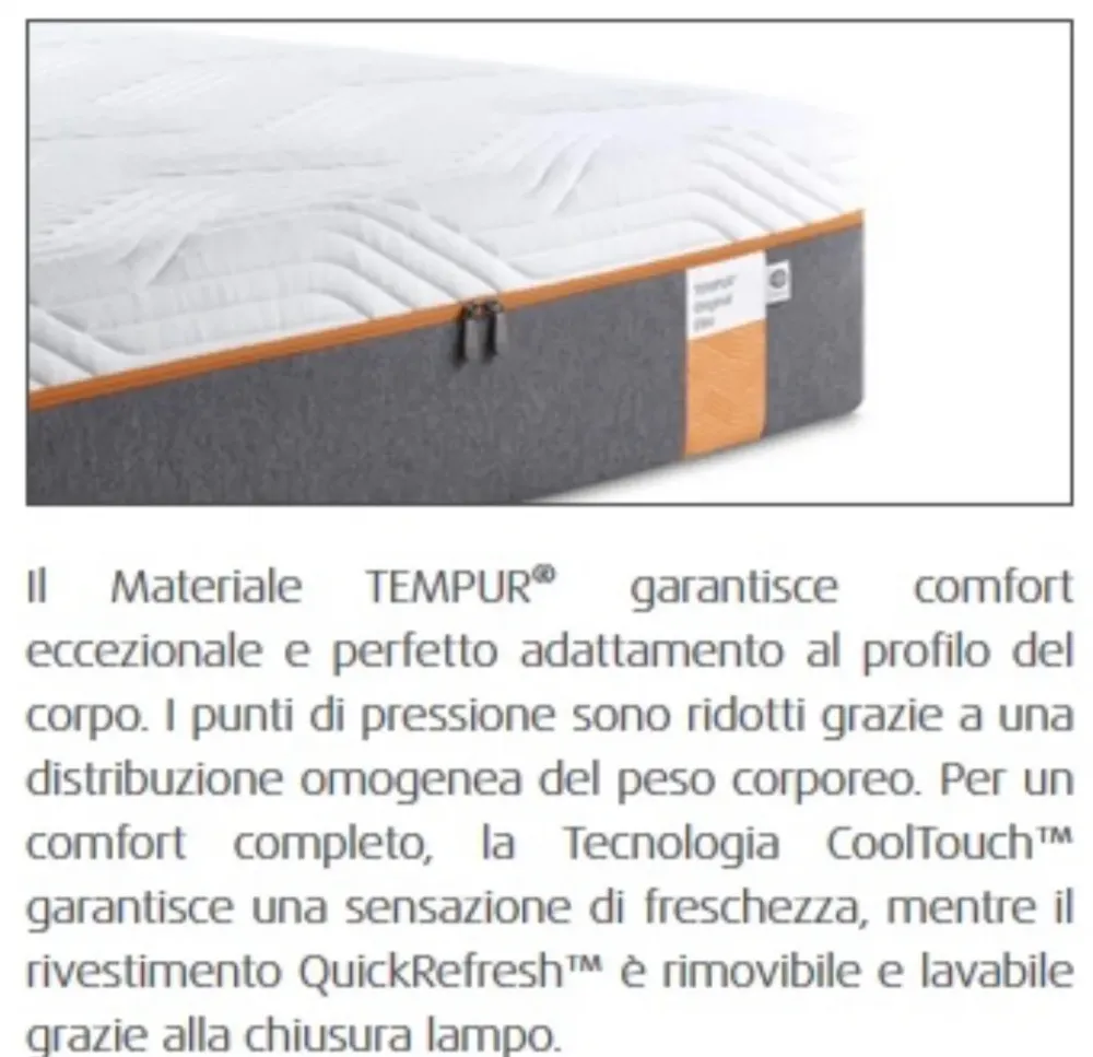 Materasso Original élite h 25 con rivestimento cooltouch memory a prezzo scontato^Tempur Best