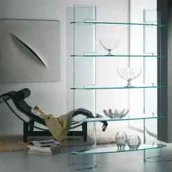 Mensola Libreria mod.slalom in vetro curvato scontata del 40% in vetro a prezzo ribassato^Artigianale New