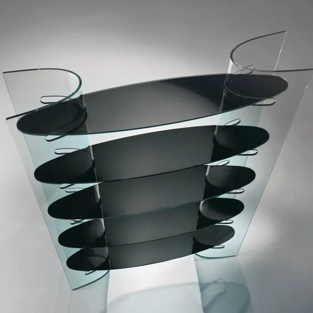 Mensola Libreria mod.slalom in vetro curvato scontata del 40% in vetro a prezzo ribassato^Artigianale New
