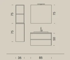 Mobile arredo bagno Sospeso Up005 con sconto^Compab Outlet
