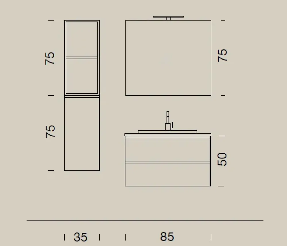 Mobile arredo bagno Sospeso Up005 con sconto^Compab Outlet
