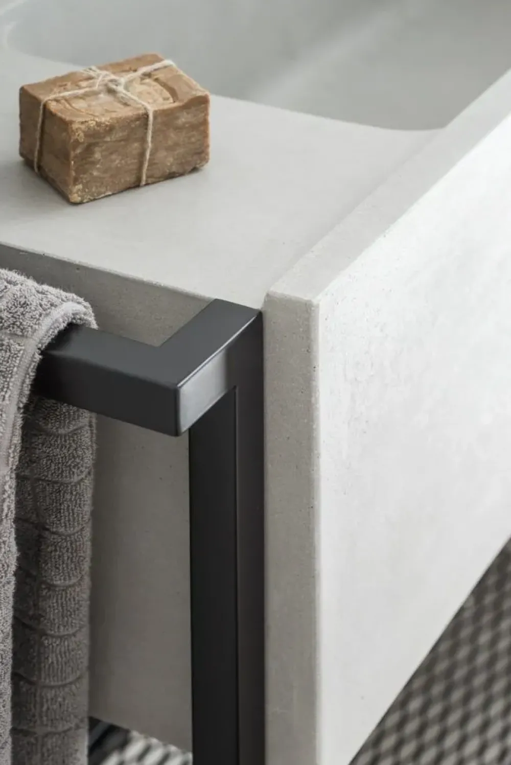 Moab 80 Mobile bagno A terra Elledue lavabo in calcestruzzo con struttura free-standing 105x35x86h cm con forte sconto- Mobili Bagno A Terra