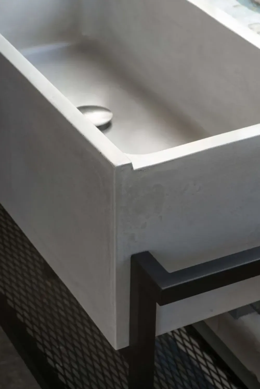 Moab 80 Mobile bagno A terra Elledue lavabo in calcestruzzo con struttura free-standing 105x35x86h cm con forte sconto- Mobili Bagno A Terra