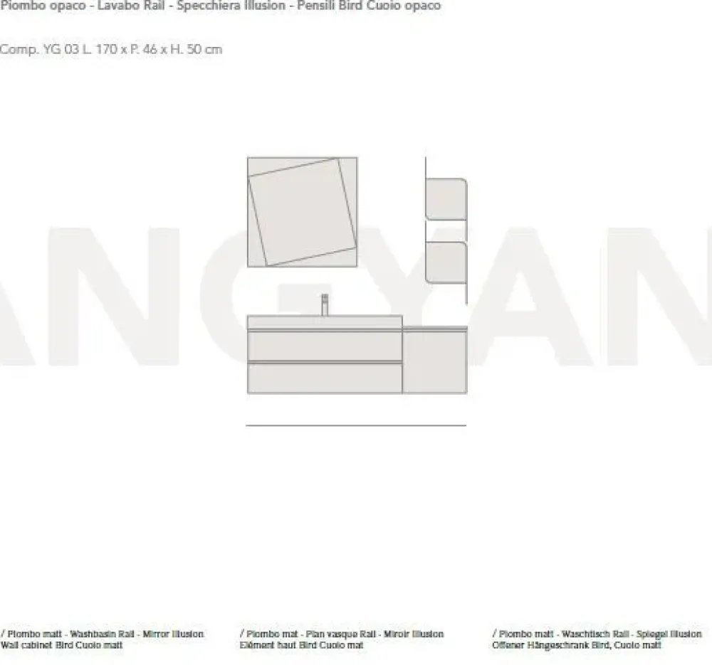 Ardeco Mobile bagno yang 3 SCONTATO a PREZZI OUTLET- Mobili Bagno Sospeso