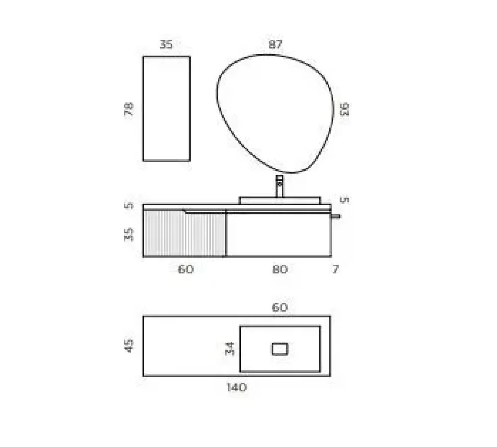 Artigianale Mobile bagno Canneto 140 IN OFFERTA OUTLET- Mobili Bagno Sospeso