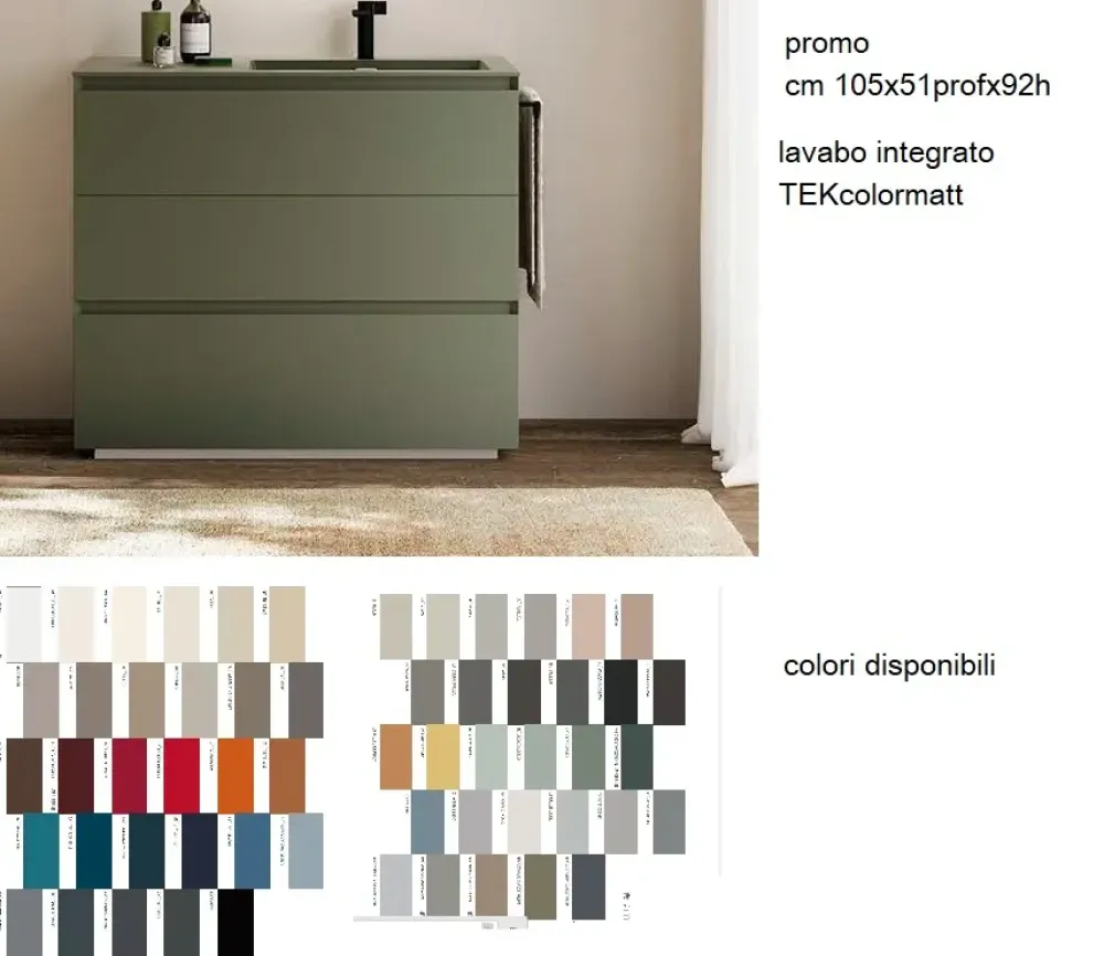 Baxar Mobile bagno Sintesi m3system tekcolormatt 105 IN OFFERTA OUTLET- Mobili Bagno A Terra