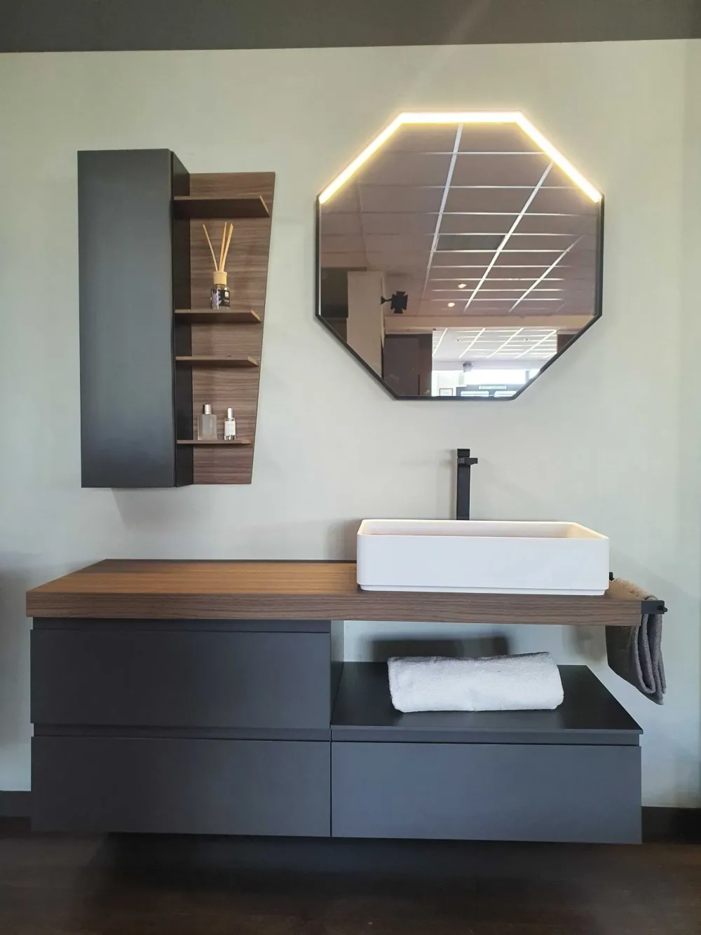 Baxar Mobile bagno Surf grigio fumè IN OFFERTA OUTLET- Mobili Bagno Sospeso