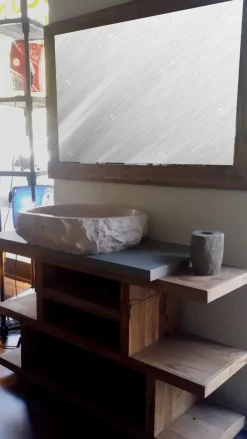 New Mobile bagno Mobile bagno  zen iroko i  legno di noce indiano  in offerta outlet IN OFFERTA OUTLET Mobili Bagno A Terra