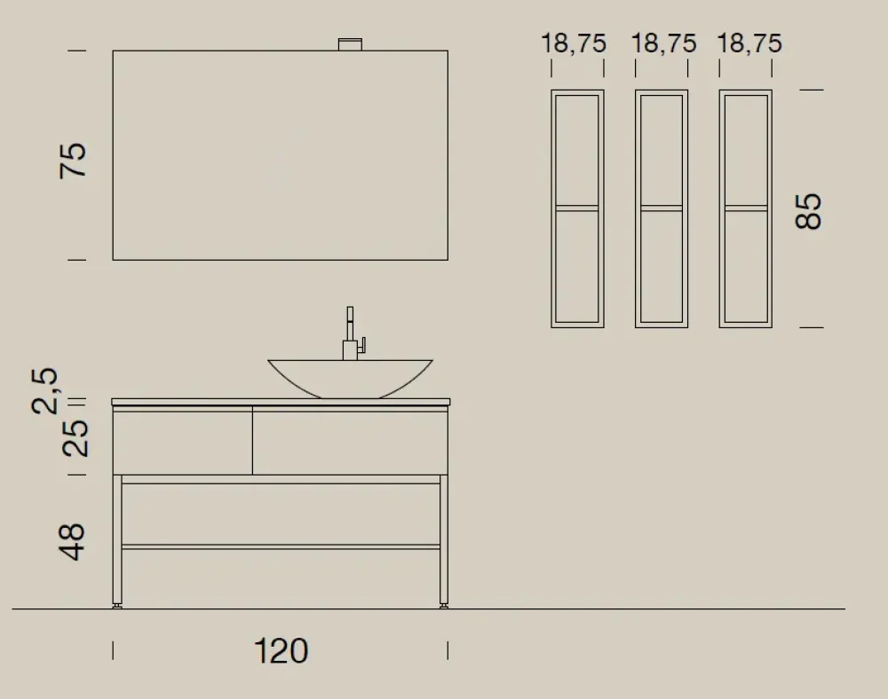 Compab Mobile bagno Up017 IN OFFERTA OUTLET- Mobili Bagno A Terra