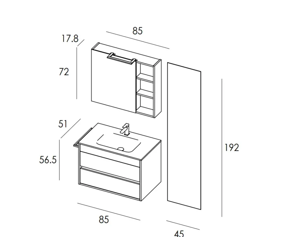 Discount Mobile bagno Duetto 08 IN OFFERTA OUTLET Mobili Bagno Sospeso