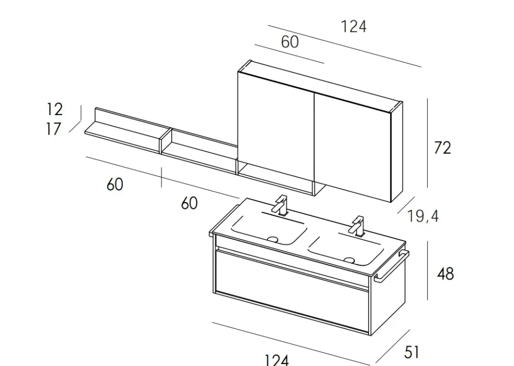 Sale Mobile bagno Duetto 02 IN OFFERTA OUTLET Mobili Bagno Sospeso