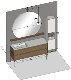 Baxar Mobile bagno moderno M2 system di in OFFERTA OUTLET - 20%- Mobili Bagno Sospeso