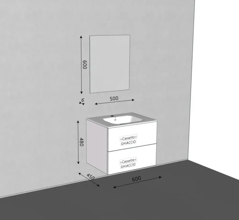 Discount Mobile bagno Sospeso Byte next 01 mobile con specchio in offerta Mobili Bagno Sospeso