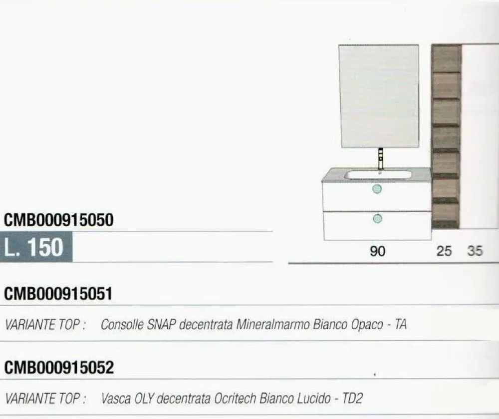 Baxar Mobile bagno Sospeso Comp. 009 bagno con forte sconto- Mobili Bagno Sospeso