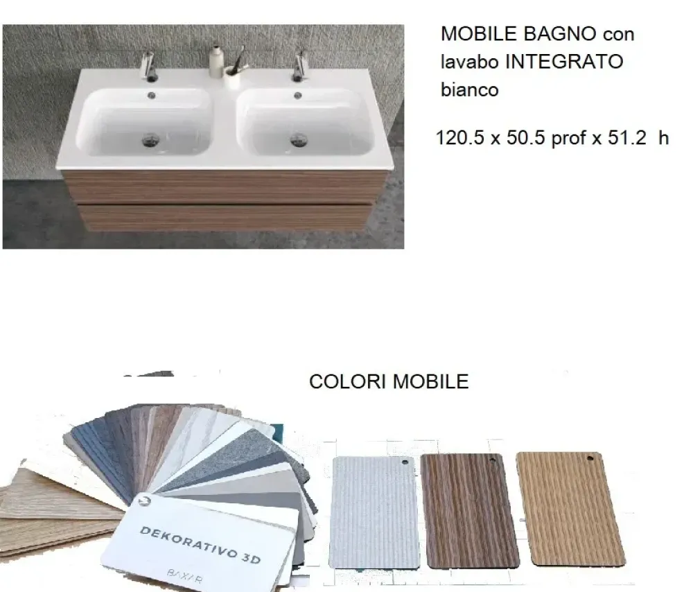 Online Mobile bagno Sospeso 2lavabi syntesi 120 a prezzi outlet Mobili Bagno Sospeso