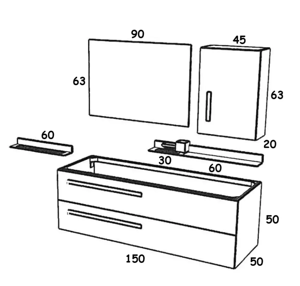 Ideal Bagni Mobile bagno Sospeso Monolith scontato - 30%- Mobili Bagno Sospeso