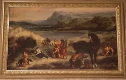 Artigianale Mobile d'antiquariato Quadro cornice foglia argento serigrafia su tela IN OFFERTA OUTLET- Antiquariato