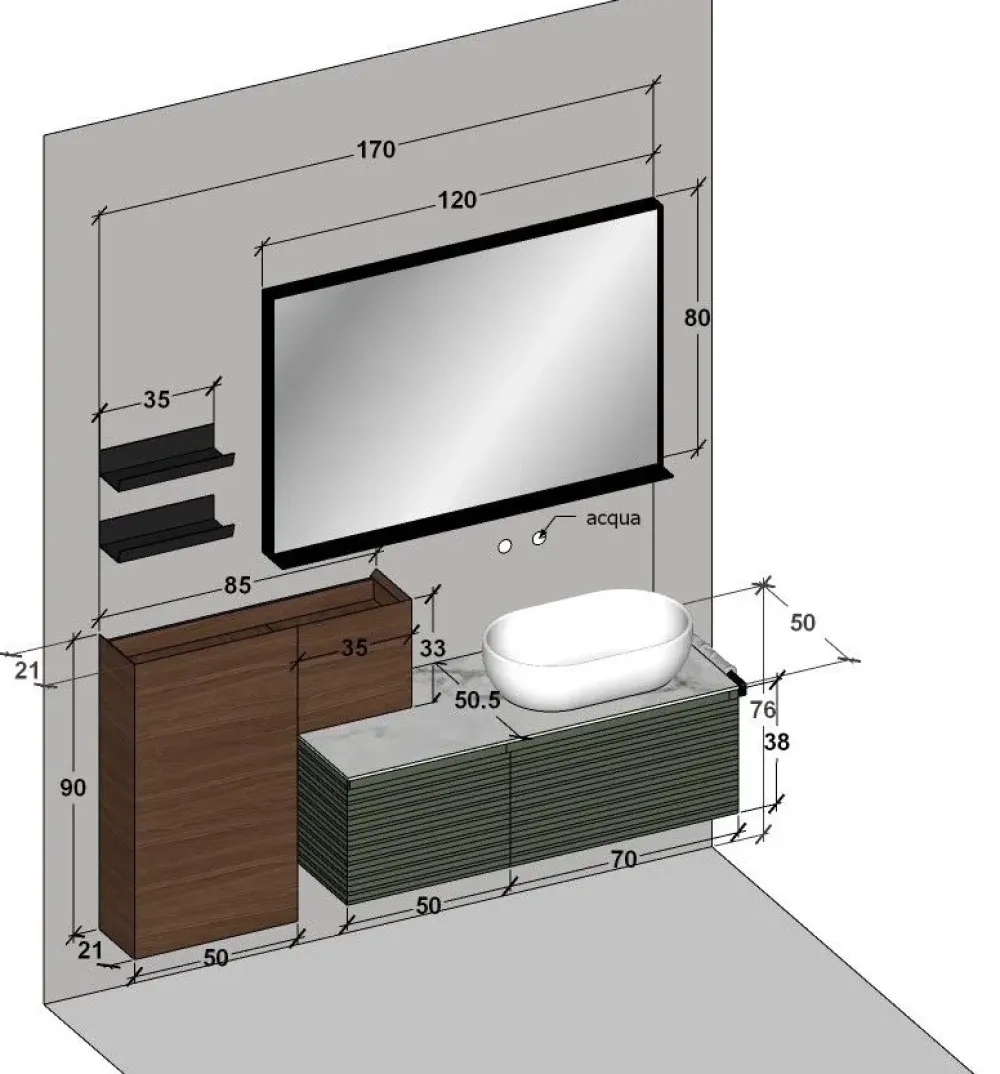 Online Mobile per la sala da bagno M3 system in Offerta Outlet Mobili Bagno Sospeso