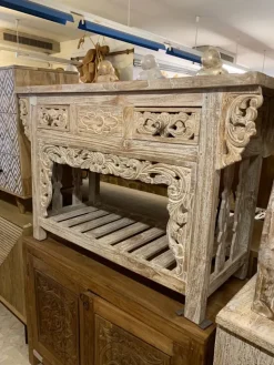 Online Mobile per la sala da bagno Consolle bagno teak decapata in Offerta Outlet Mobili Bagno A Terra