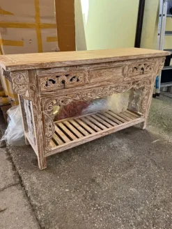 Online Mobile per la sala da bagno Consolle bagno teak decapata in Offerta Outlet Mobili Bagno A Terra