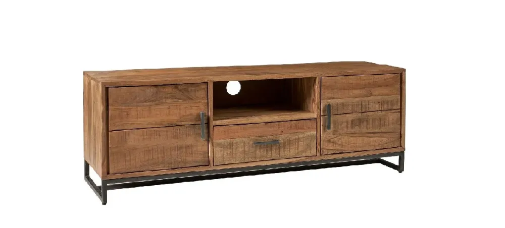Mobile porta tv Mobile porta tv assemblato etnico in acacia naturale e ferro con 1 cassetto e 2 sportelli di con uno SCONTO IMPERDIBILE^Outlet Etnico Best