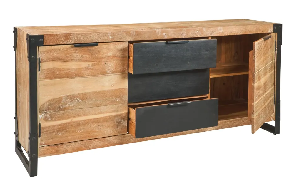 Outlet Etnico Mobile soggiorno modello Madia industriale iron 2 ante 3 cassetti di a PREZZI OUTLET- Madie