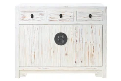 Outlet Etnico Mobile soggiorno modello credenza china in legno 3 cassetti 2 sportelli white decape' di a PREZZI OUTLET- Madie