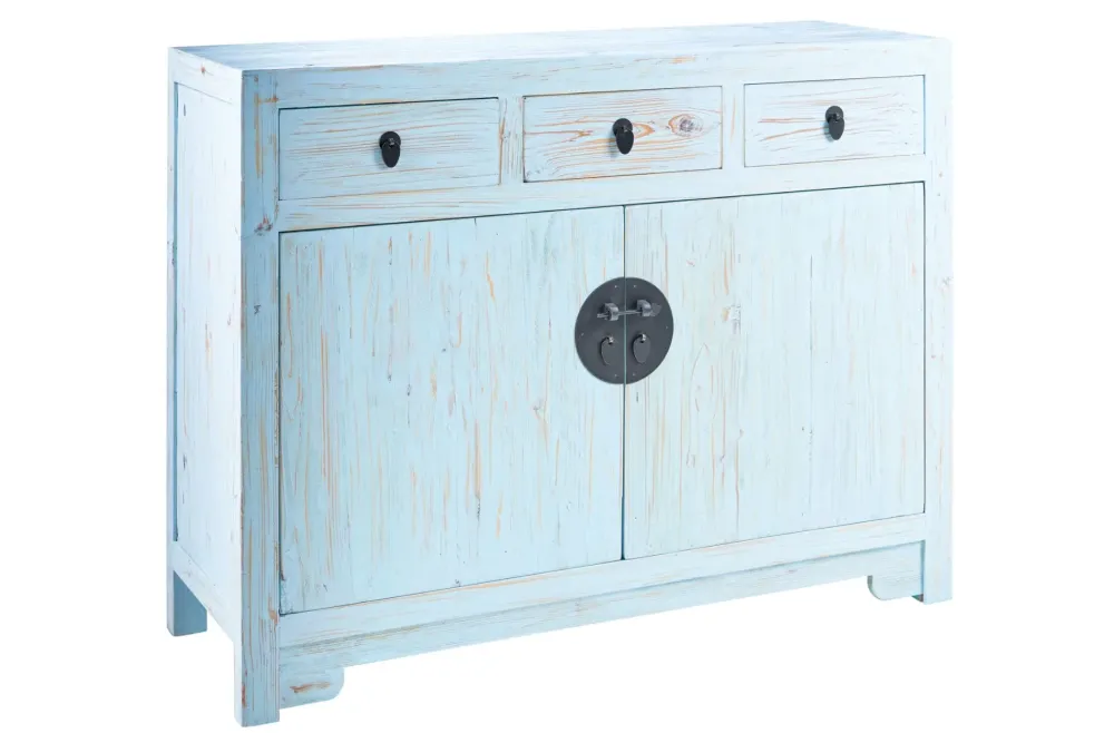 Outlet Etnico Mobile soggiorno modello credenza china in legno 3 cassetti 2 sportelli white decape' di a PREZZI OUTLET- Madie