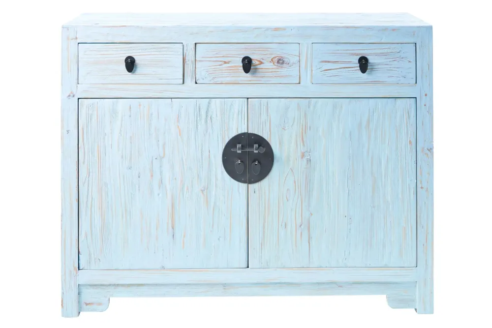 Outlet Etnico Mobile soggiorno modello credenza china in legno 3 cassetti 2 sportelli white decape' di a PREZZI OUTLET- Madie