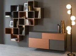 Mobile soggiorno modello Credenza fly deco e mensole cube outlet di scontato -45% Pareti Attrezzate