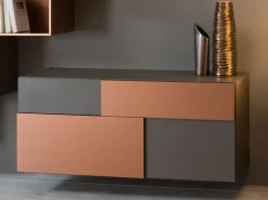 Mobile soggiorno modello Credenza fly deco e mensole cube outlet di scontato -45% Pareti Attrezzate