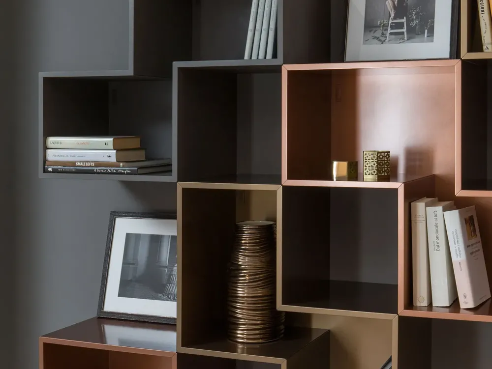 Mobile soggiorno modello Credenza fly deco e mensole cube outlet di scontato -45% Pareti Attrezzate